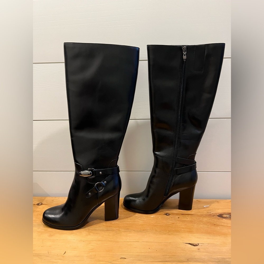Tahari TA-FELIX Wide Calf 6.5 Black High Heel Boot